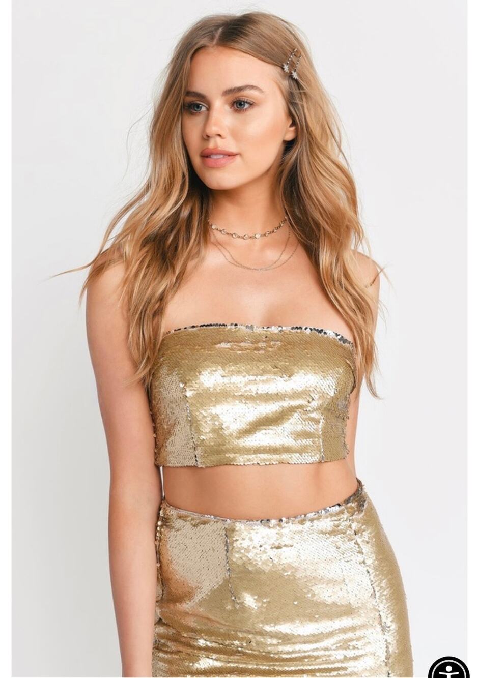 Tobi Everything and More Gold Reversible Crop Top  - M